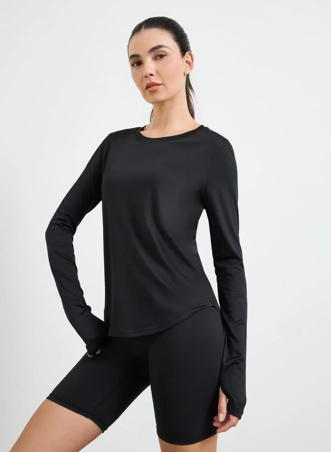 ستايلي اكتيف Black Logo Racerback Effect Mesh Panel Top