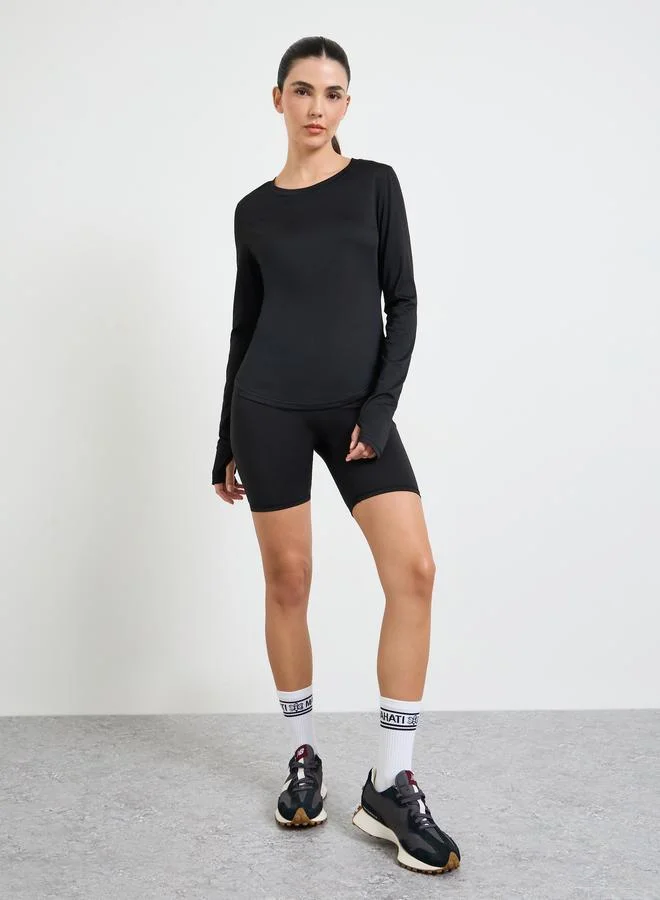 ستايلي اكتيف Black Logo Racerback Effect Mesh Panel Top