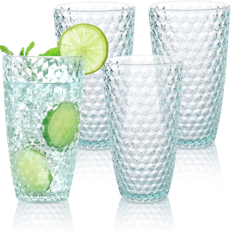 BELLAFORTE  Shatterproof Tritan Plastic Tall Tumbler Teal 19oz set of 4 Laguna Beach Drinking Glasses  Dishwasher Safe Tumblers  Unbreakable Drinkware for Indoor and Outdoor Use BPA Free