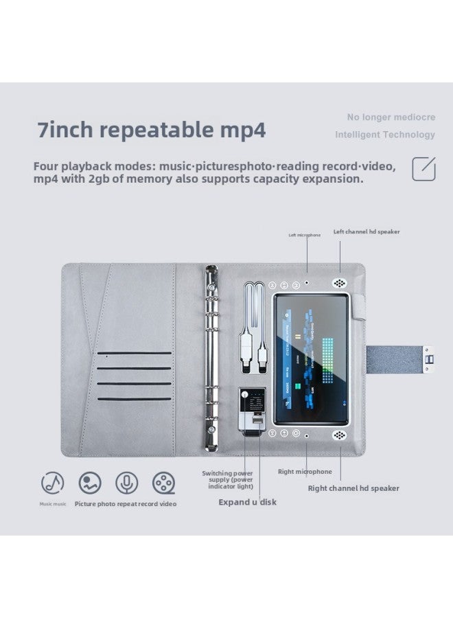 Multifunctional Video Player Notebook Fingerprint Lock Wireless Charging Notepad High-end Gifts Customizable Logo-Body Color:Gray Fingerprint Lock + 7inch Screen + 10000 Mah + 16g + Wireless Charging-Memory Capacity:8GB  - Image 5