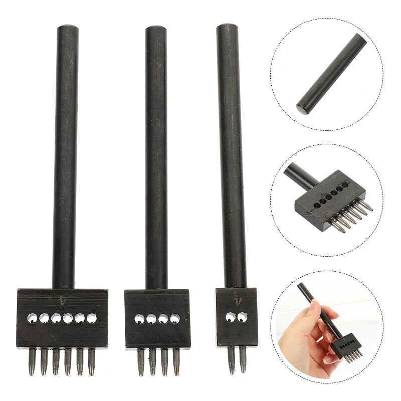 3Pcs Leather Punching Tool Set Round Hole Punch For Belts Shoes Handbags DIY Craft - Image 3
