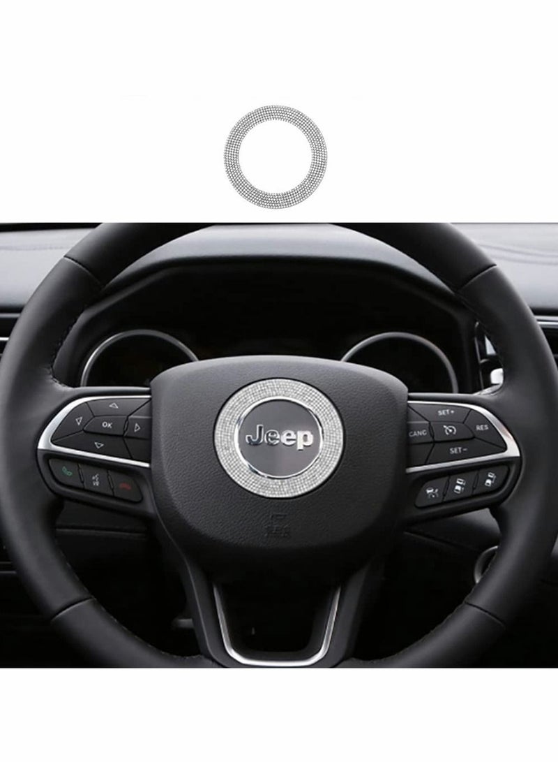 Y&D Steering Wheel Bling Crystal Shiny Diamond Accessory Interior White Sticker Compatible for Jeep  - Image 4