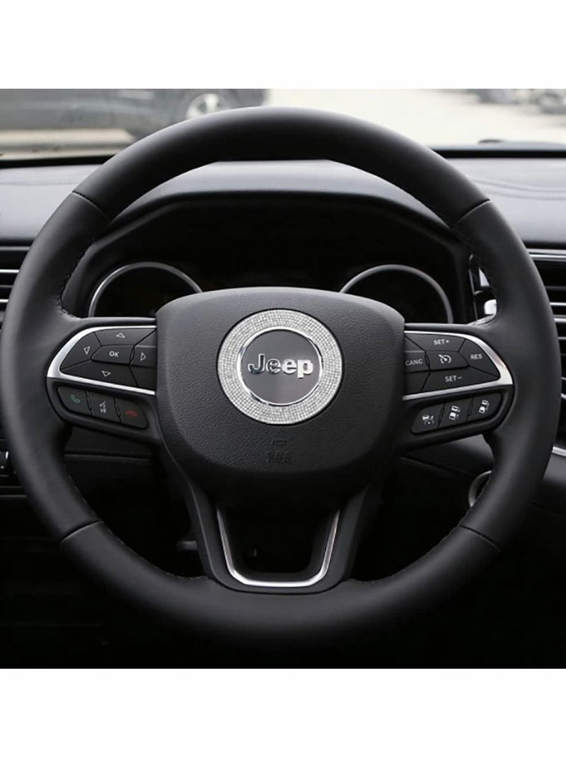 Y&D Steering Wheel Bling Crystal Shiny Diamond Accessory Interior White Sticker Compatible for Jeep  - Image 1