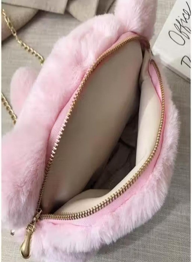 NAPP MALL Cat Animal Shoulder Bag Messenger Bags Faux Fur Handbag Chain Cartoon Crossbody Handbags Unique designer sling bag Handbag With Chain kids sling Bag Handbag for Girls (White) - Image 5