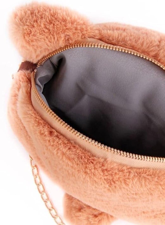 NAPP MALL Cat Animal Shoulder Bag Messenger Bags Faux Fur Handbag Chain Cartoon Crossbody Handbags Unique designer sling bag Handbag With Chain kids sling Bag Handbag for Girls (White) - Image 4