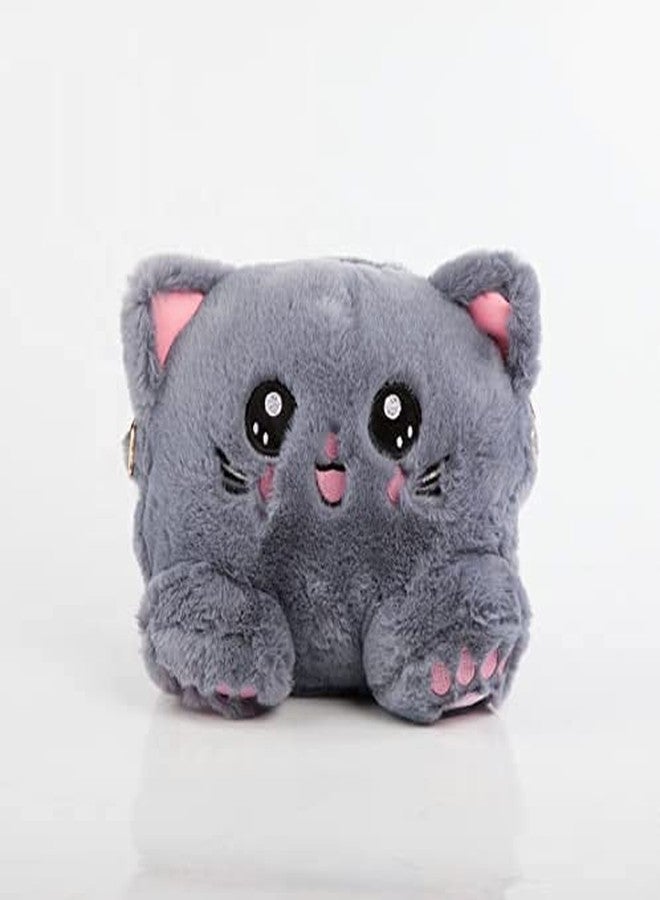 NAPP MALL Cat Animal Shoulder Bag Messenger Bags Faux Fur Handbag Chain Cartoon Crossbody Handbags Unique designer sling bag Handbag With Chain kids sling Bag Handbag for Girls (White) - Image 3