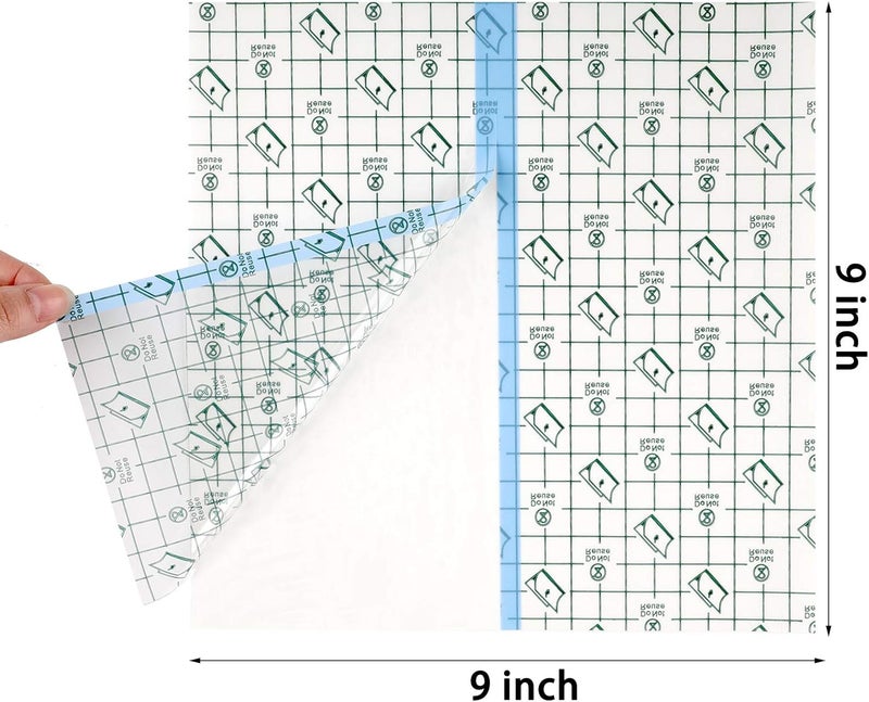 Treela 50 Pieces Waterproof Shower Patch 9 x 9 Inch Transparent Stretch Adhesive Bandage Protective Shower Bandage Cover Waterproof Transparent Film Clear Adhesive Dressing - Image 2