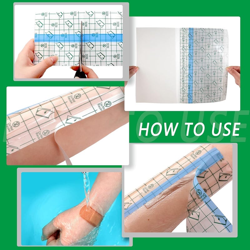 Treela 50 Pieces Waterproof Shower Patch 9 x 9 Inch Transparent Stretch Adhesive Bandage Protective Shower Bandage Cover Waterproof Transparent Film Clear Adhesive Dressing - Image 3