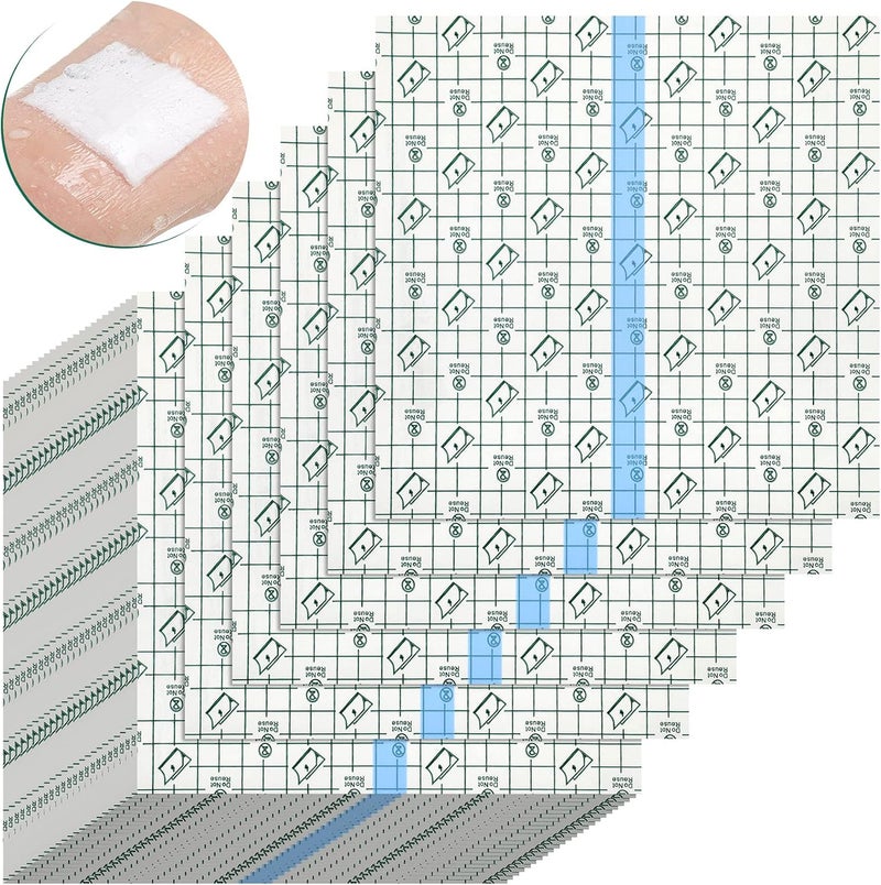 Treela 50 Pieces Waterproof Shower Patch 9 x 9 Inch Transparent Stretch Adhesive Bandage Protective Shower Bandage Cover Waterproof Transparent Film Clear Adhesive Dressing - Image 1