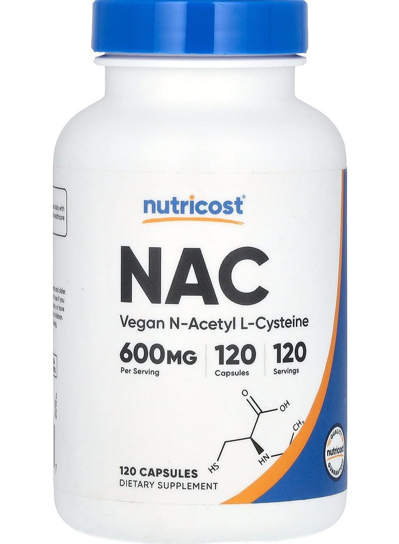 Nutricost NAC, Vegan N-Acetyl L-Cysteine, 600 mg, 120 Capsules