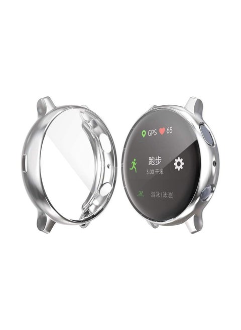 compatible with Samsung Galaxy Watch Active 2 44mm Screen Protector Case, Plated Soft TPU Case Full Coverage Screen Protective Cover Bumper Shell for Galaxy Active 2 44mm Smart Watch (Silver)