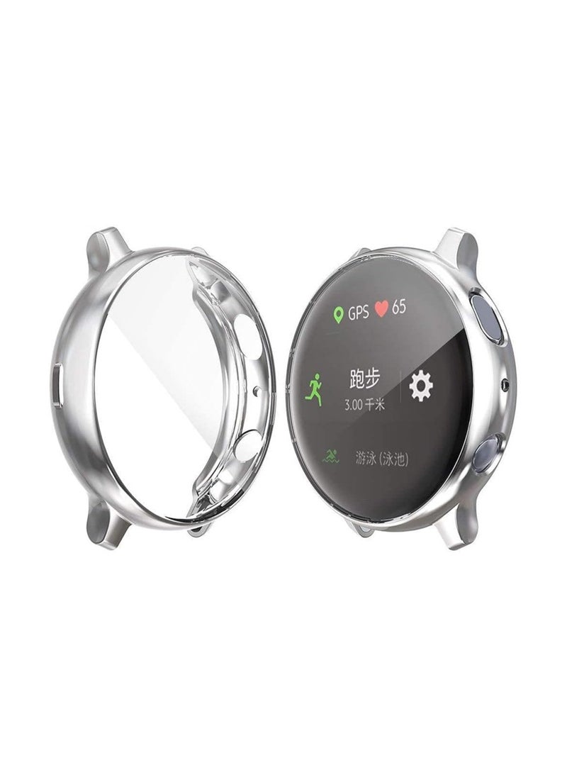 compatible with Samsung Galaxy Watch Active 2 44mm Screen Protector Case, Plated Soft TPU Case Full Coverage Screen Protective Cover Bumper Shell for Galaxy Active 2 44mm Smart Watch (Silver)