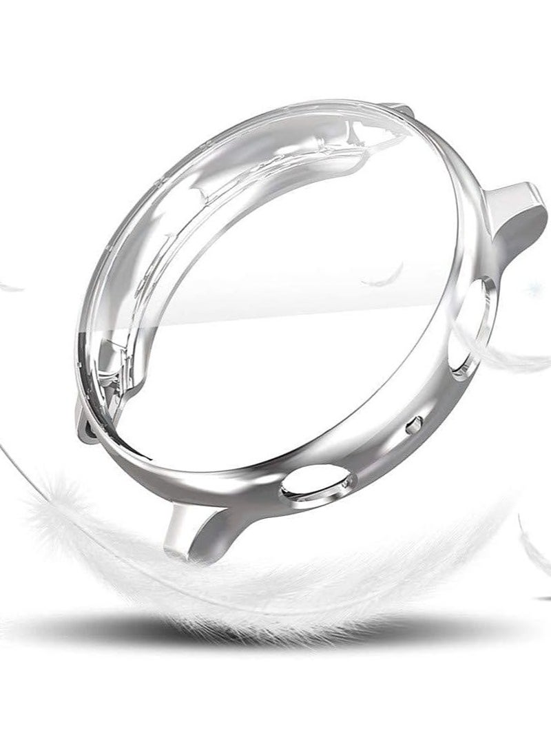 compatible with Samsung Galaxy Watch Active 2 44mm Screen Protector Case, Plated Soft TPU Case Full Coverage Screen Protective Cover Bumper Shell for Galaxy Active 2 44mm Smart Watch (Silver)