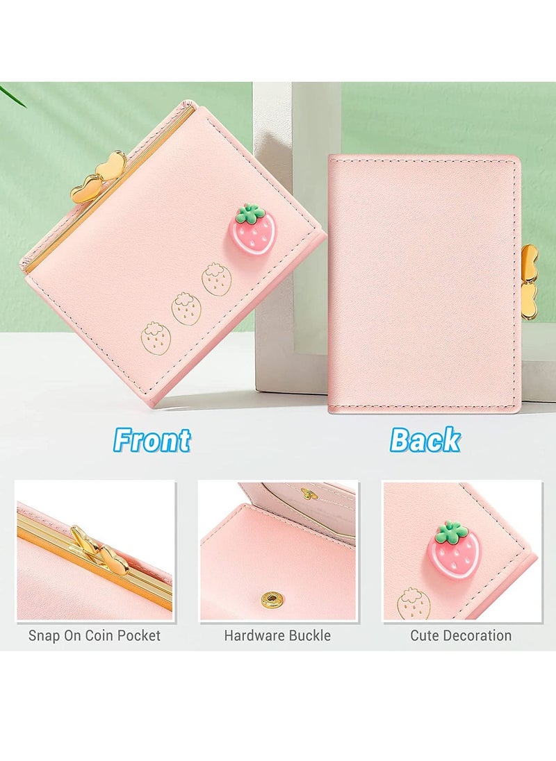 SYOSI - Cute Pink Womens Wallet , Girls Wallet Card Holder,  Cute Small Leather Pocket Wallet for Ladies, Small Compact Wallets Pocket Purse, Large Capacity Card Hold Case with ID window - Image 1
