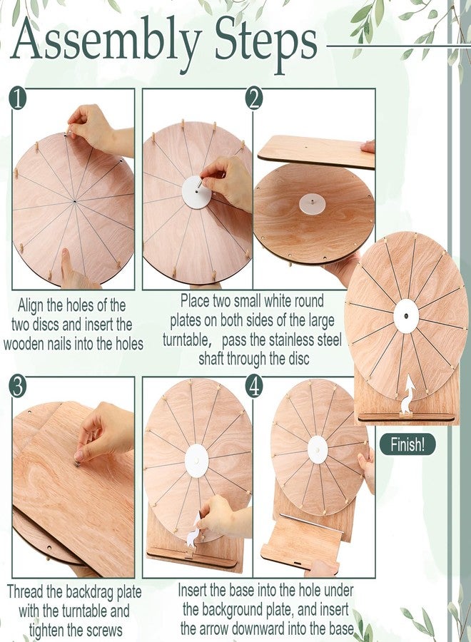Memorywuu 11.4 Inch Spinning Wheel Erasable Raffle Spin The Wheel Game with Stand and Arrow Wooden Prize Tabletop Spinner Raffle Roulette for Wedding Family Bridal Party Baby Shower Games(Wood Color) - Image 3
