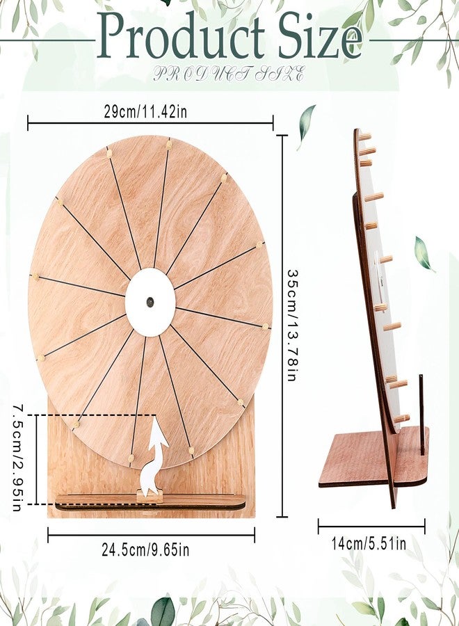 Memorywuu 11.4 Inch Spinning Wheel Erasable Raffle Spin The Wheel Game with Stand and Arrow Wooden Prize Tabletop Spinner Raffle Roulette for Wedding Family Bridal Party Baby Shower Games(Wood Color) - Image 2