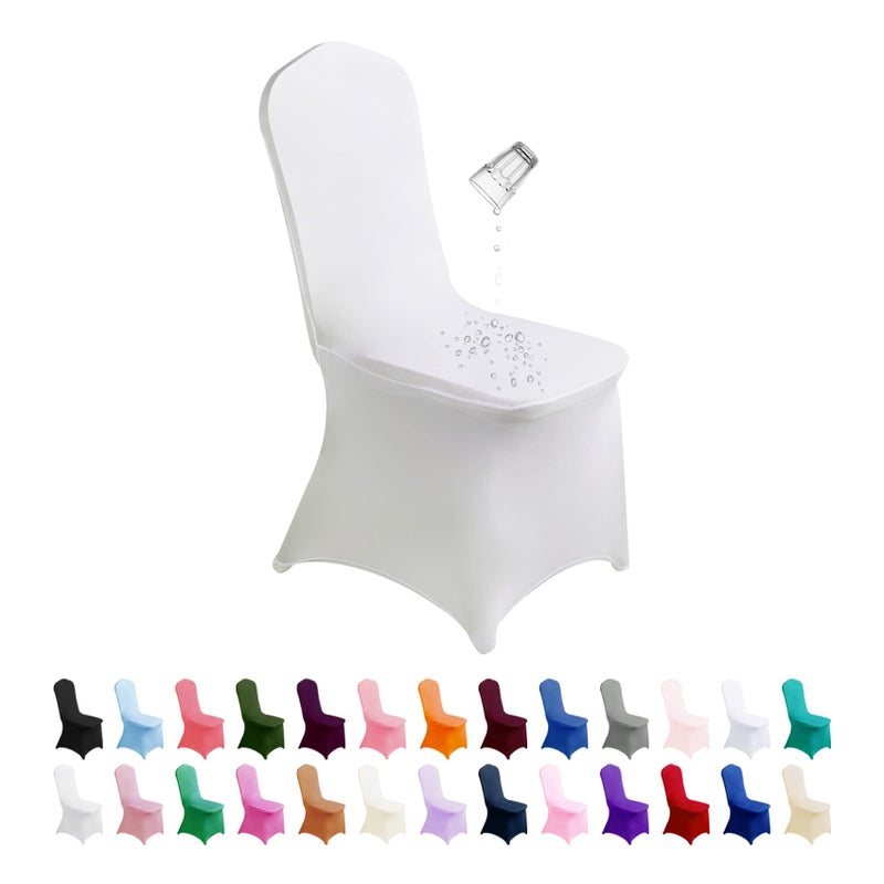 SUPERO Waterproof Spandex Chair Cover 25PCS Stretch Dining Chair Covers Polyester Outdoor Chair Covers Protector Stretch Chair Cover for Party Universal Banquet Wedding Event HotelWhite