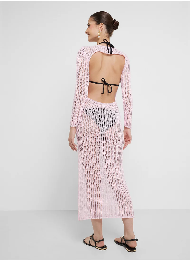 جينجر Crochet Knitted Beach Dress
