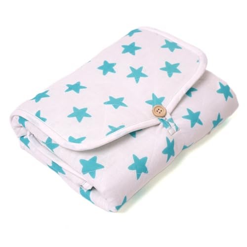 Tidy Sleep Portable Diaper Changing Mat/Pad for Newborns & Infants Baby 0-24 Months Light Weight, Portable, Water Proof (Blue Star) - Image 1