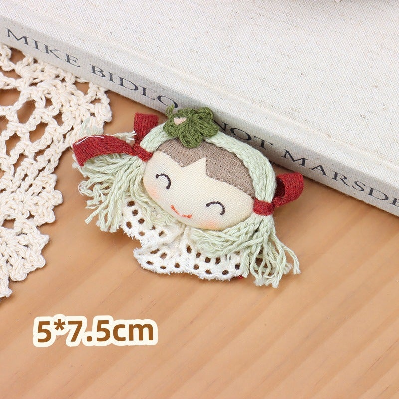 New Forest Girl Avatar Brooch Accessories Fabric Knitted Flowers Cartoon Girl Doll Accessories Clothing Accessories - Image 1