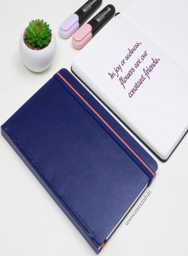 MENORAH - A5 Plain Notebook,DARK BLUE Handcover Journal Notebook,192 Pages,100 GSM-(21 x 13.5 cm) Includes Silk Book Marks | Back Pocket |Journal Box Completely Handcrafted, BUJO Note book -Dark Blue - Image 3