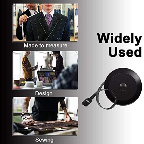 GDMINLO Soft Tape Measure Retractable Measuring for Body Fabric Sewing Tailor Cloth Knitting Craft Weight Loss Measurements Retractable Black Double Scales Rulers 1 Pack - Image 5