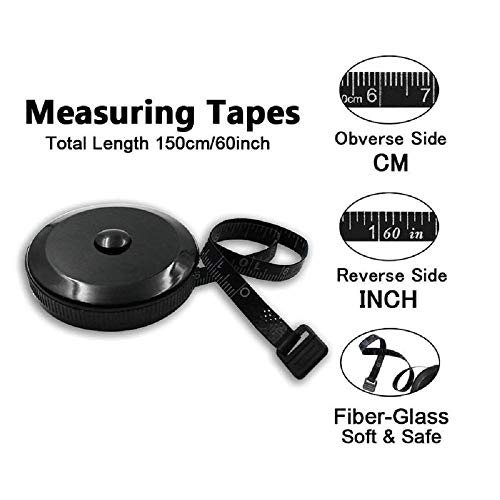 GDMINLO Soft Tape Measure Retractable Measuring for Body Fabric Sewing Tailor Cloth Knitting Craft Weight Loss Measurements Retractable Black Double Scales Rulers 1 Pack - Image 4