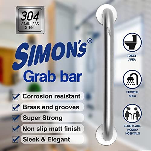 Simon's 100% Stainless Steel 304 Heavy Duty Grab bar for Bathroom handrailing and Safety Handle for Elderly- 8 inch - Image 2