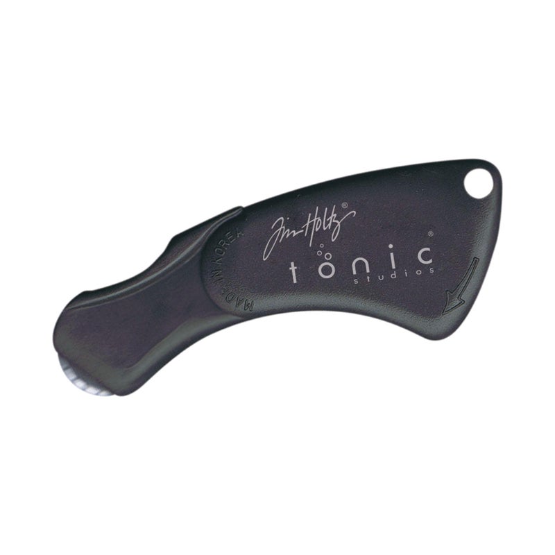 tonic studios Mini Rotary Perforator - 18mm Pinking Blade for Cutting Perforated Paper - Rolling Craft Tool for Cardstock and Scrapbooks - Small & Foldable, Black, 5 x 4 x 0.5 - Image 1