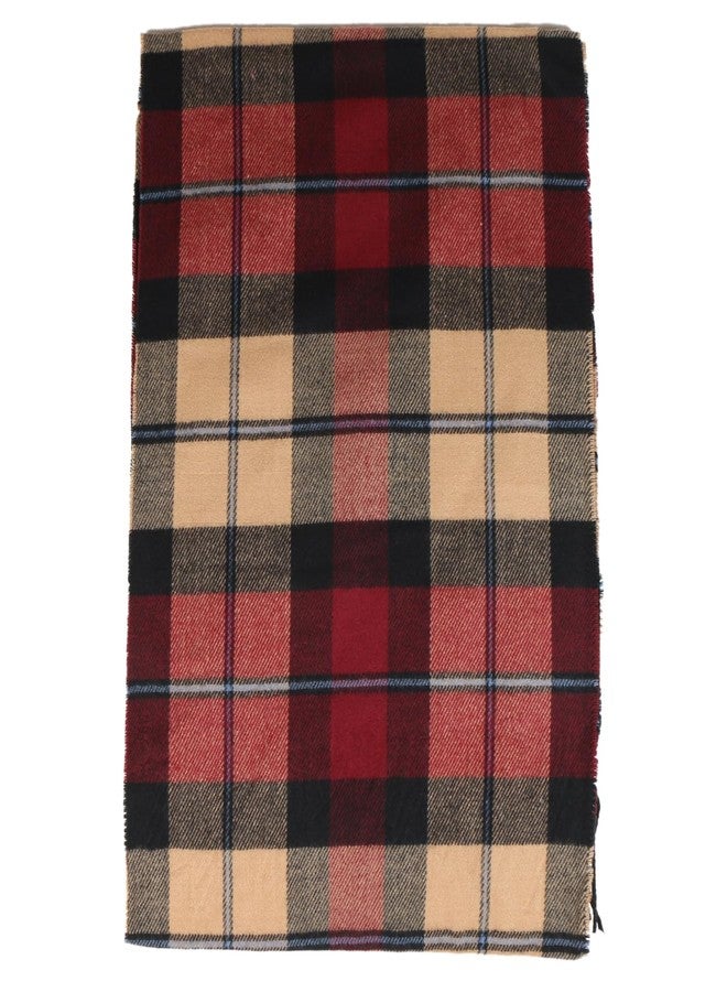 TZ Promise Herringbone Houndstooth Checked Pattern Cashmere Feel Classic Soft Luxurious Winter Scarf For Men Women, Red/Camel(13), One size - Image 2