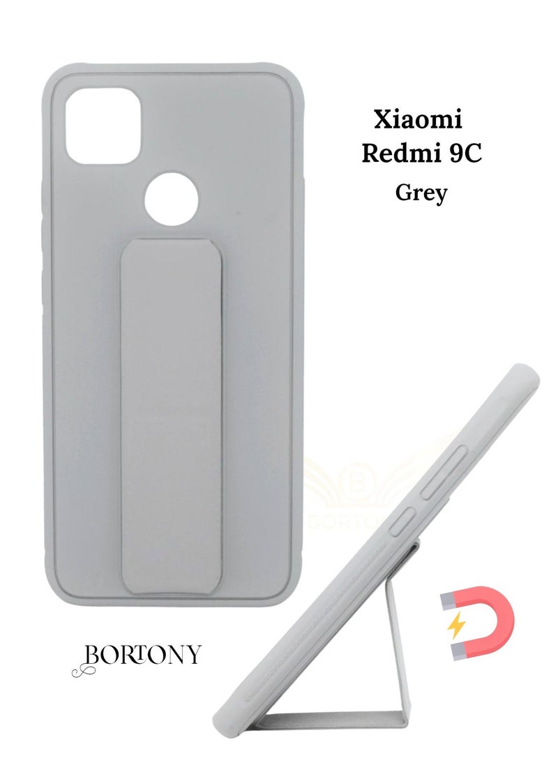 BORTONY Redmi 9C Case, Fully Covered With Finger Grip Stand Holder Anti Slip Shockproof Protective Case Cover For Xaiomi Redmi 9C  - Image 1