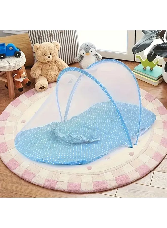 Foldable Pink Polka Dots Mosquito Net Portable No Installation For Bed Outdoor Travel - Image 3