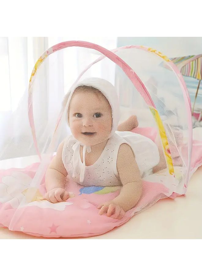 Foldable Pink Polka Dots Mosquito Net Portable No Installation For Bed Outdoor Travel - Image 2