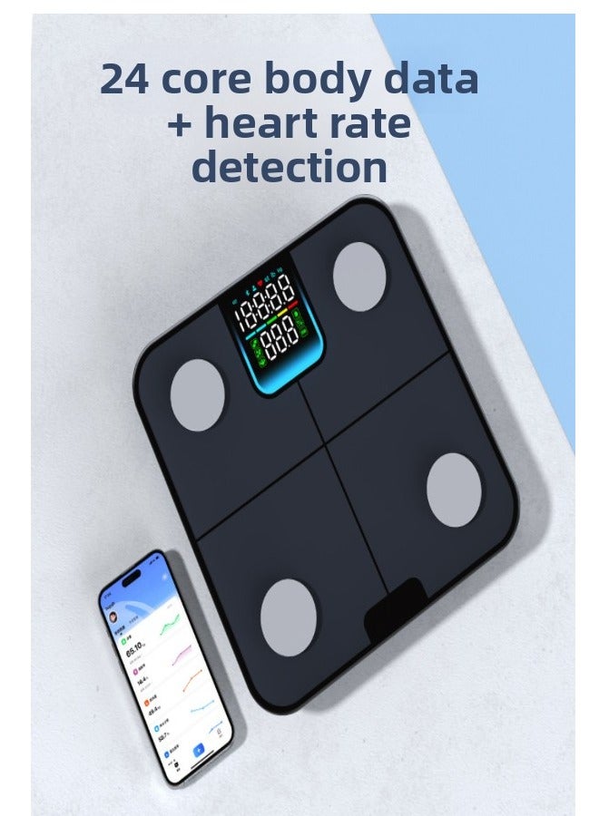 【Smart Body Fat Scale】HD Color Screen Fat Measurer Home Weight Scale Accurate Professional Body Scale 24 Data Heart Rate Detection BM1 - Image 1