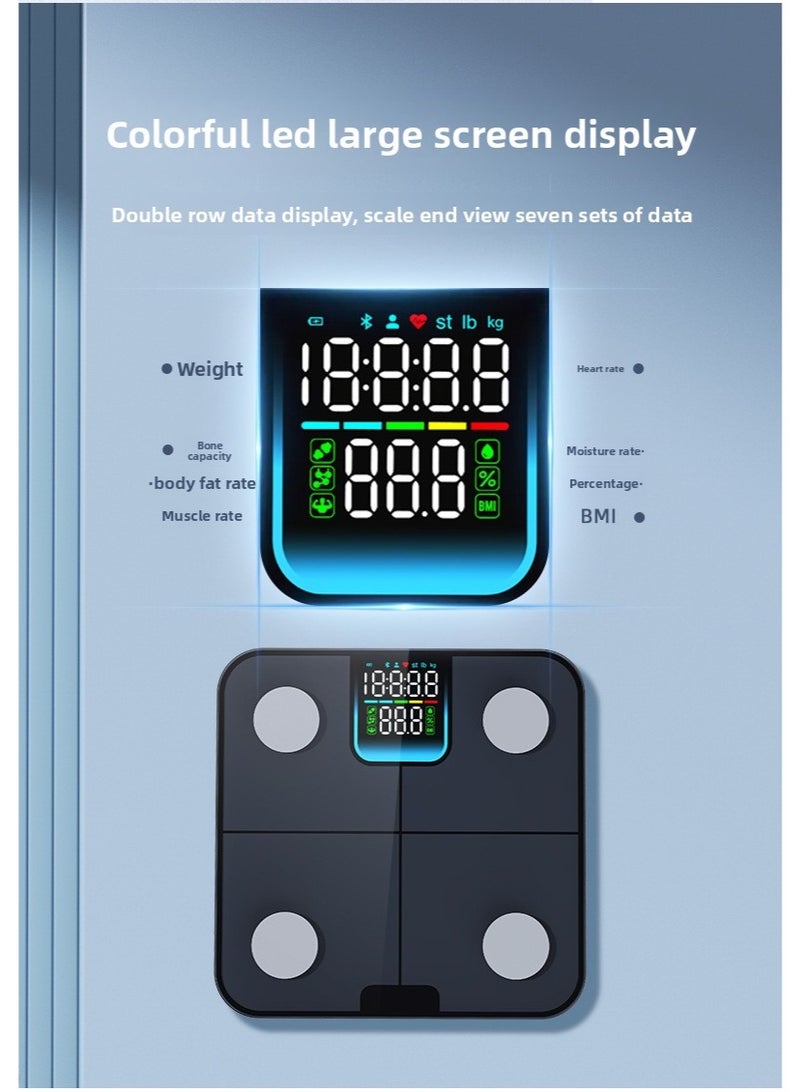 【Smart Body Fat Scale】HD Color Screen Fat Measurer Home Weight Scale Accurate Professional Body Scale 24 Data Heart Rate Detection BM1 - Image 3