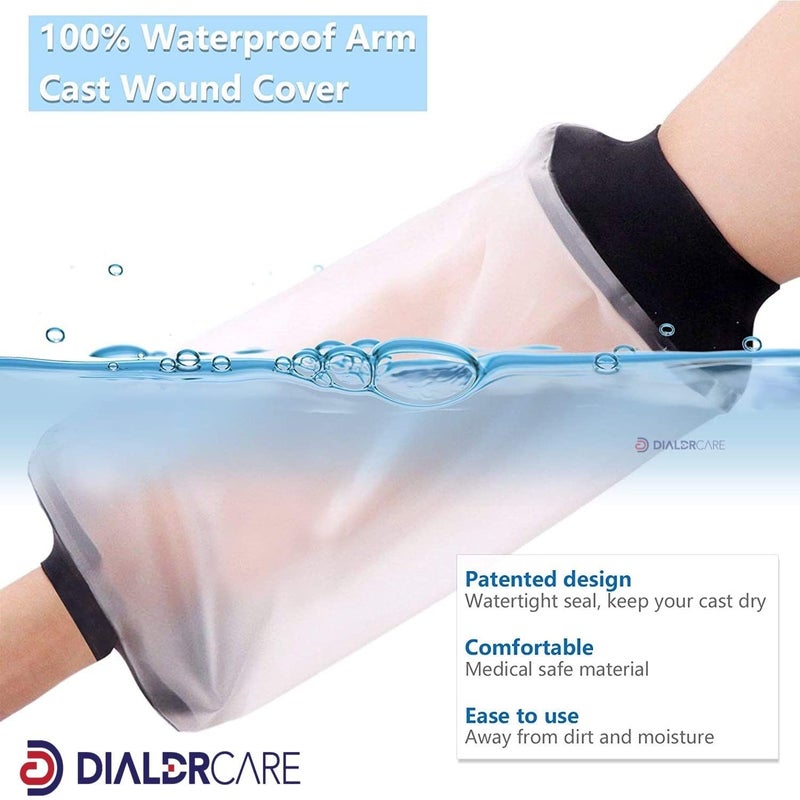 DIALDRCARE أغطية جبائر مقاومة للماء للاستحمام - واقي كوع للحفاظ على جفاف الجروح، الضمادات، والتضميد (واقي جبيرة الكوع) - Image 3