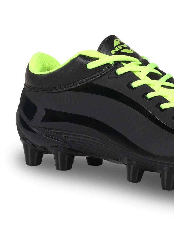 نيفيا حذاء كرة قدم رجالي من ماركة Airstrike (أسود/أخضر، مقاس UK-04) - Image 5