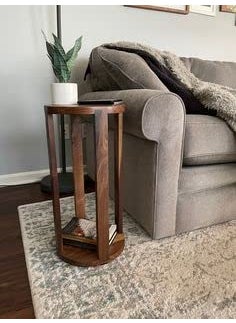 Umark umark Round Side End Table Frame Sofa Corner Table for Living Room Coffee Table Sofa Table End Table Bedroom Simple Brown  - Image 3