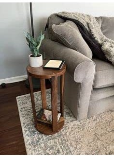 Umark umark Round Side End Table Frame Sofa Corner Table for Living Room Coffee Table Sofa Table End Table Bedroom Simple Brown  - Image 2