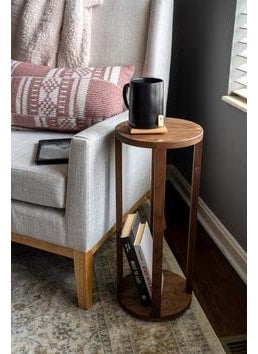 Umark umark Round Side End Table Frame Sofa Corner Table for Living Room Coffee Table Sofa Table End Table Bedroom Simple Brown  - Image 1