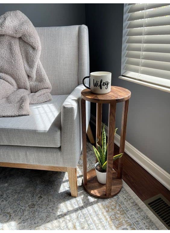 Umark umark Round Side End Table Frame Sofa Corner Table for Living Room Coffee Table Sofa Table End Table Bedroom Simple Brown  - Image 5