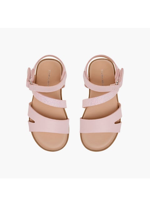 Girls Strap Detail Sandals with Hook and Loop Closure