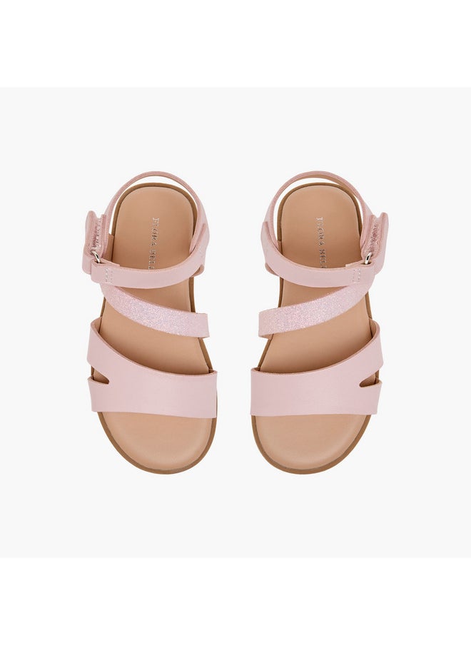 Flora Bella By Shoexpress Girls Strap Detail Sandals with Hook and Loop Closure  - Image 1
