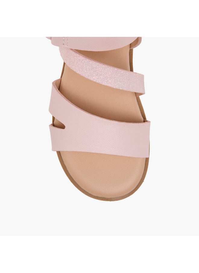 Flora Bella By Shoexpress Girls Strap Detail Sandals with Hook and Loop Closure  - Image 3