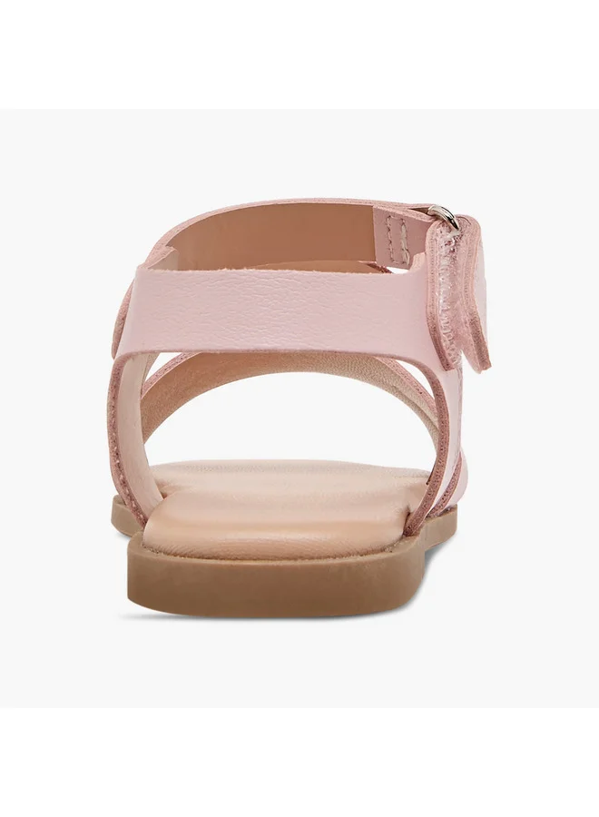 Flora Bella By Shoexpress Girls Strap Detail Sandals with Hook and Loop Closure