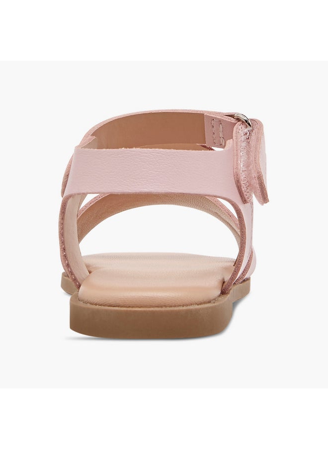 Flora Bella By Shoexpress Girls Strap Detail Sandals with Hook and Loop Closure  - Image 4
