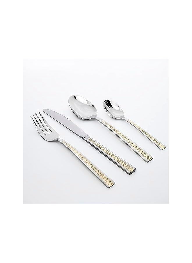 Cuisine Art 24 Piece Silverware Flatware Cutlery Set with Revolving Round Stand, Stainless Steel Includes 6 Knife, Fork, Spoon and Tea Spoon, Dinner Mirror Polished, Dishwasher Safe  - Image 2