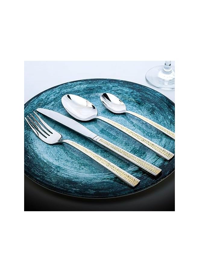 Cuisine Art 24 Piece Silverware Flatware Cutlery Set with Revolving Round Stand, Stainless Steel Includes 6 Knife, Fork, Spoon and Tea Spoon, Dinner Mirror Polished, Dishwasher Safe  - Image 4