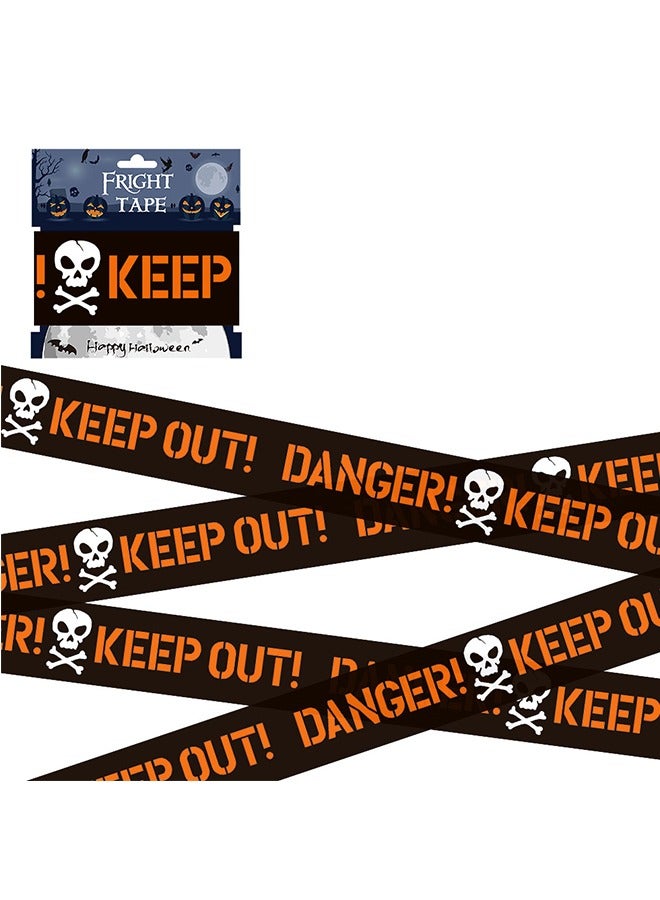 JCB CHIC ديكورات الهالوين، 5 قطع من شريط الديكور التحذيري للهالوين، حزمة شريط تحذير بطول 30 متر، ديكور لحفلات الهالوين - Image 1