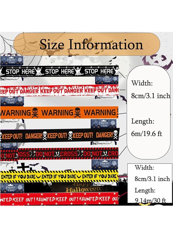 JCB CHIC ديكورات الهالوين، 5 قطع من شريط الديكور التحذيري للهالوين، حزمة شريط تحذير بطول 30 متر، ديكور لحفلات الهالوين - Image 2